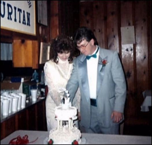 Tracy and Mom Wedding Cutting Cake